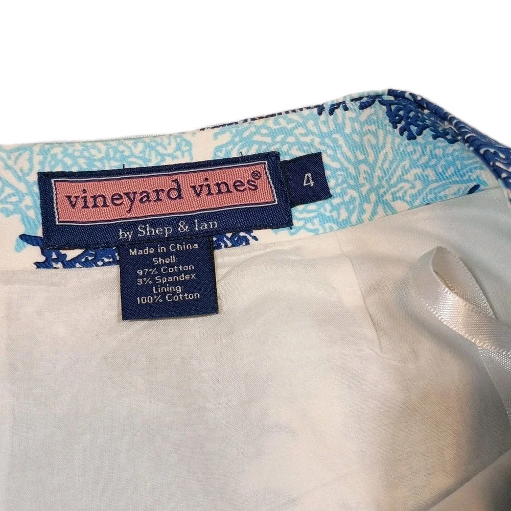 Vineyard Vines Skirt Womens 4 Blue All Over Print‎ Coral Casual Beach Preppy - Picture 3 of 8